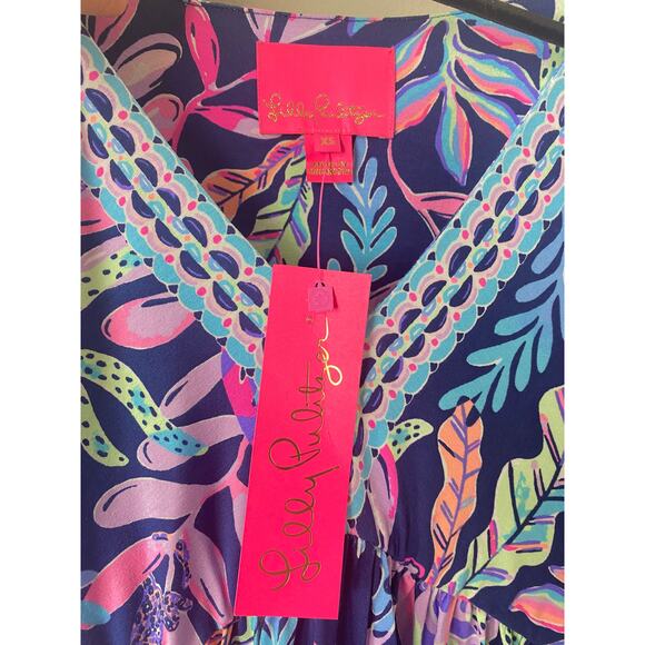 NWT LILLY PULITZER DRESS MAXI LONG MANUELA OYSTER BAY BLUE PURPLE LONG NAUTICAL - Picture 4 of 13